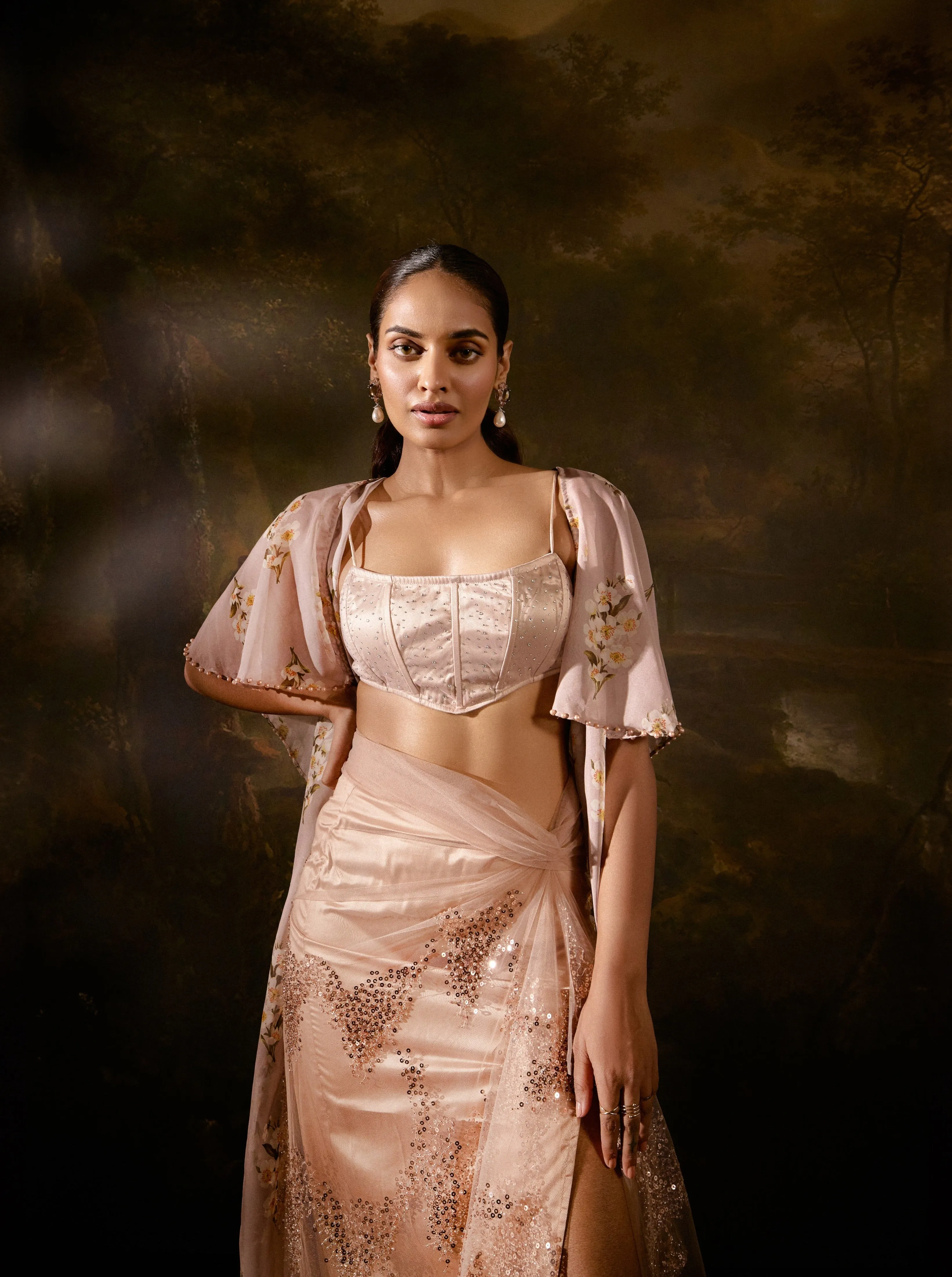 Sanjali Nude Embellished Coord Set