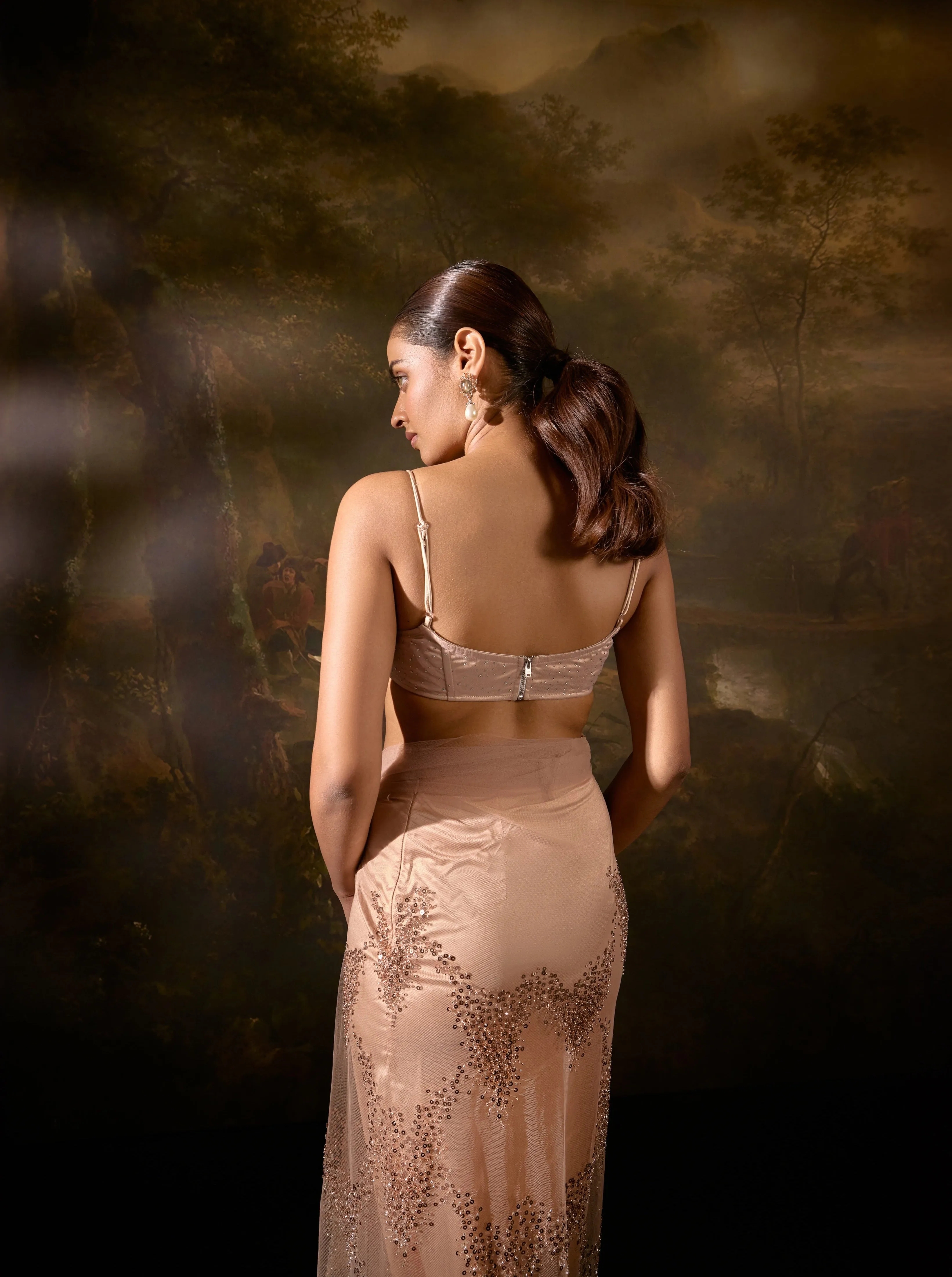 Sanjali Nude Embellished Coord Set