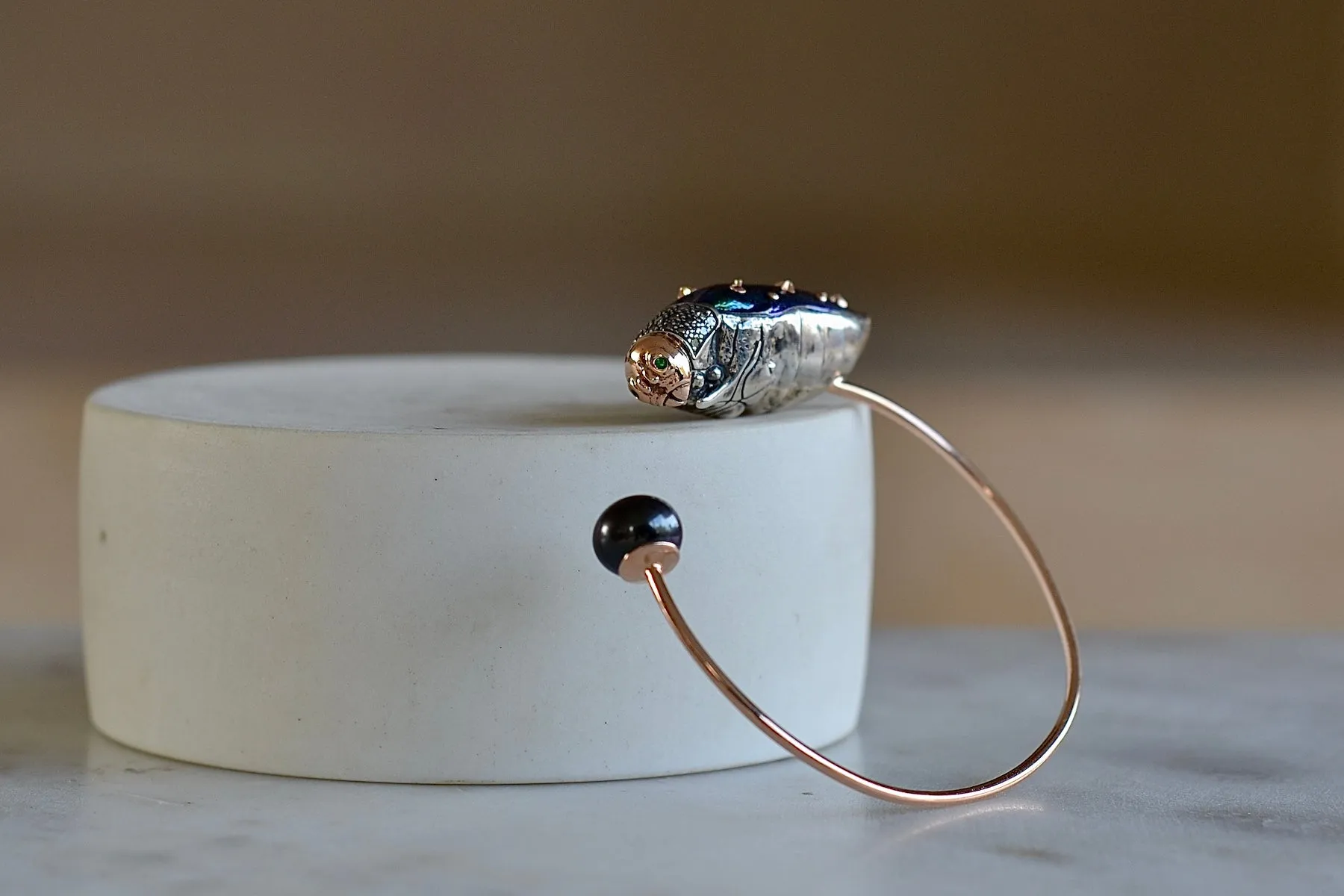 Scarab and Pearl Bangle