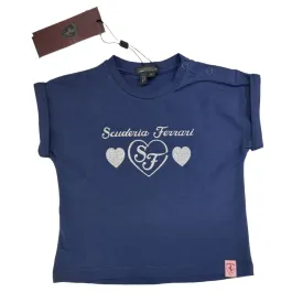 Scuderia Ferrari 'Triple Hearts' Baby Girl T-Shirt - Grey/Navy
