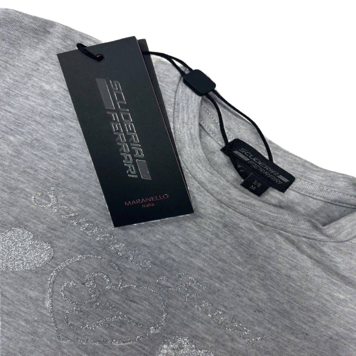 Scuderia Ferrari 'Triple Hearts' Baby Girl T-Shirt - Grey/Navy