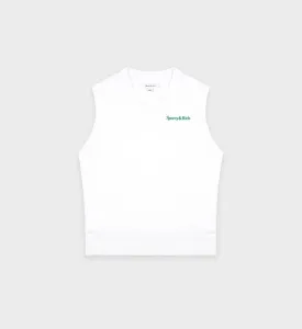 Serif Logo Terry Vest - White/Verde