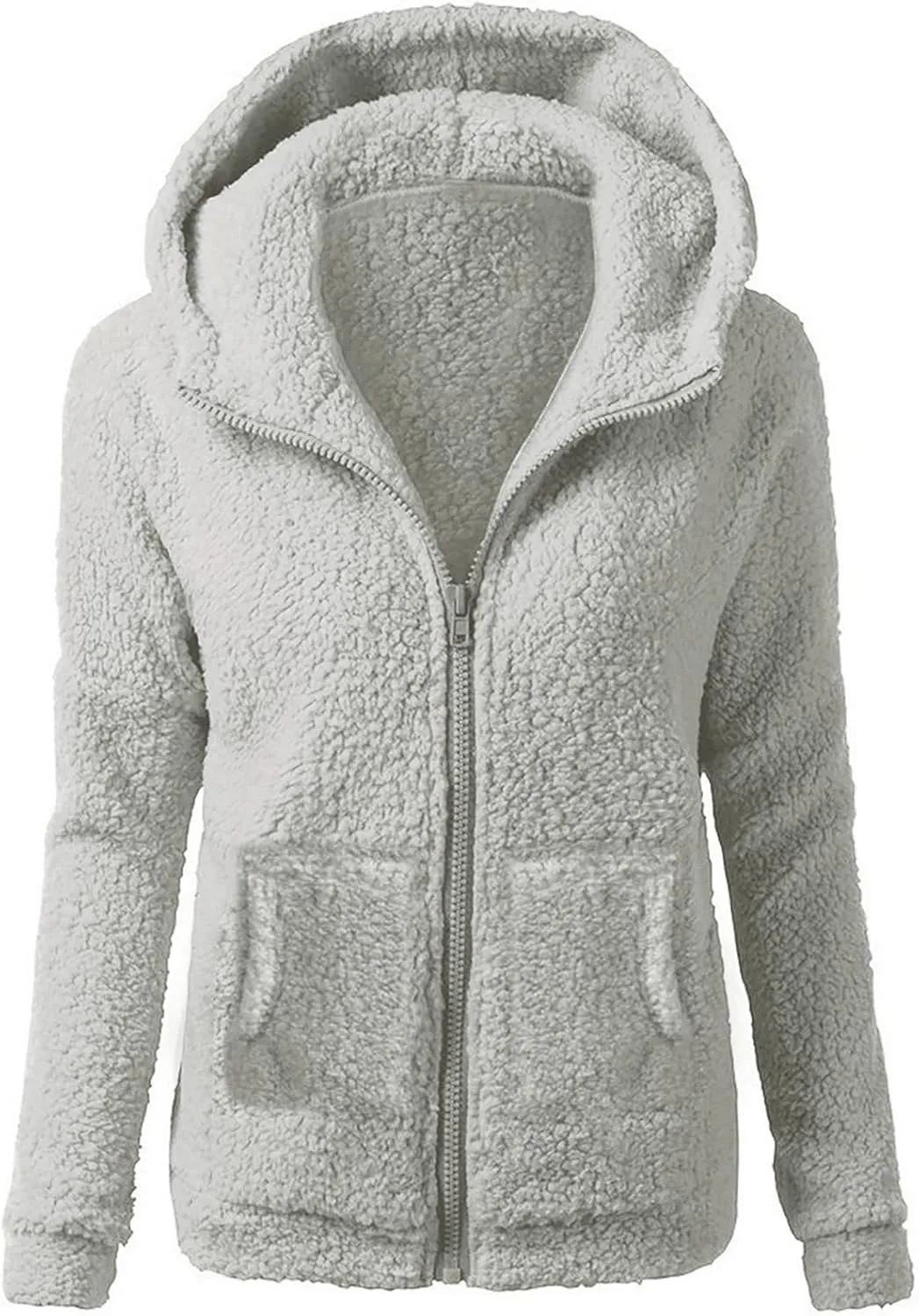 Sherpa Jacket Women Lightweight Fleece Zip Up Hoodie Jackets Casual Cozy Soft Fluffy Fuzzy Sweater Coats with Pockets