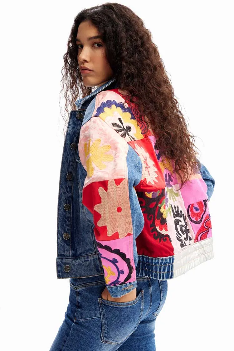 Short Patchwork Denim Jacket