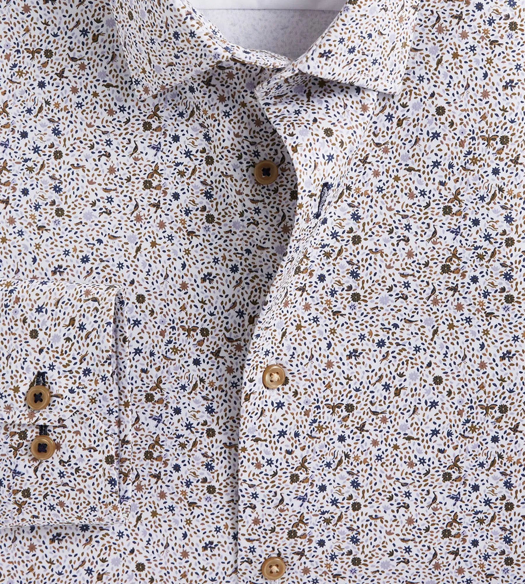 Slim Fit Stretch Floral Print Dress Shirt