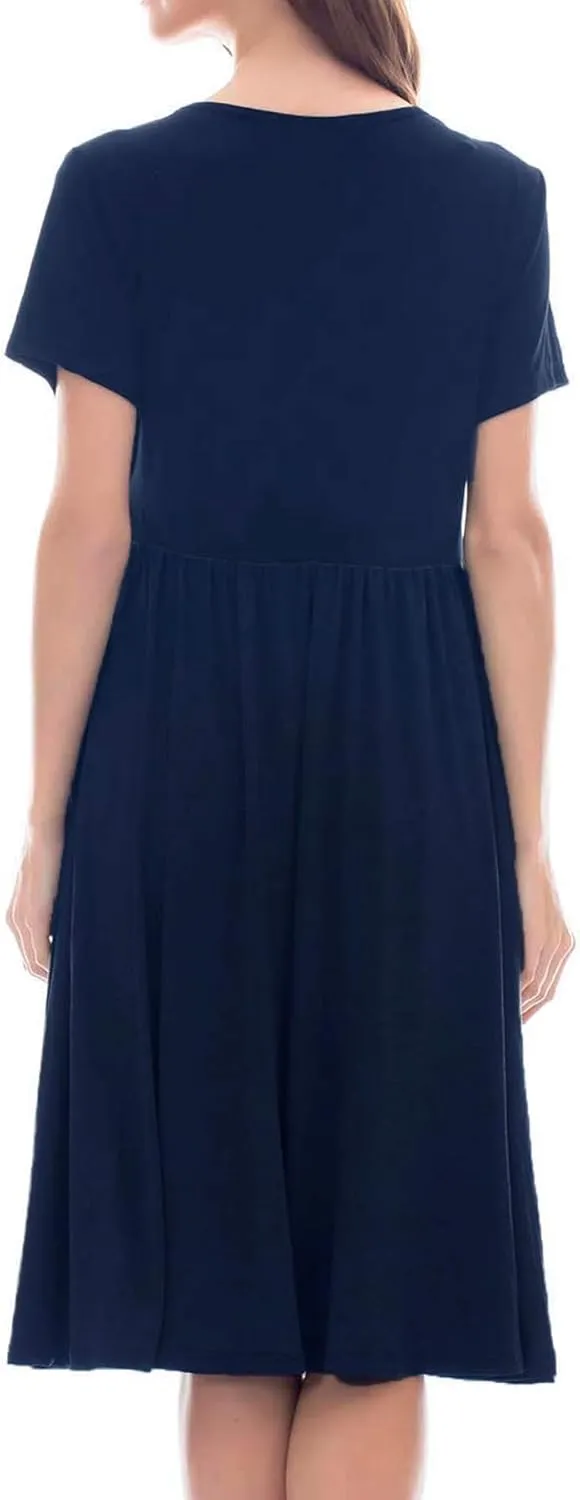 Smallshow Women's Short Sleeve Patchwork Nursing Dresses for Breastfeeding