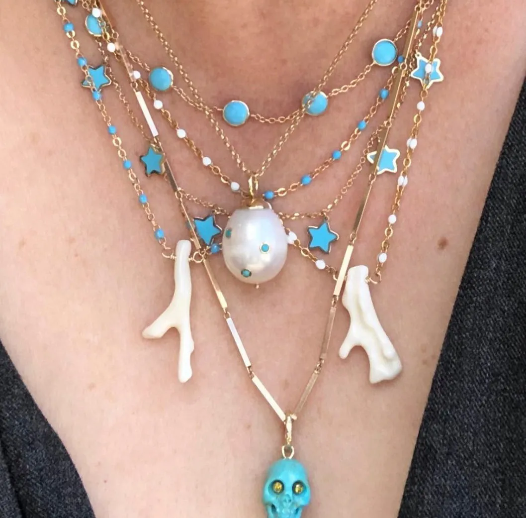 Stone Baroque Pearl Drop Necklace