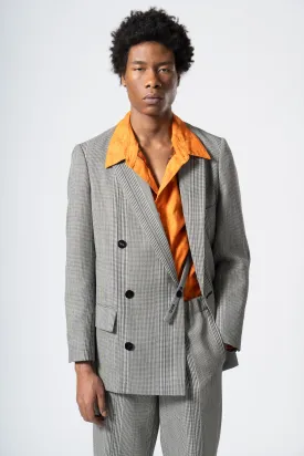 Striped Wool Double-breasted Jacket in Black x White Stripes