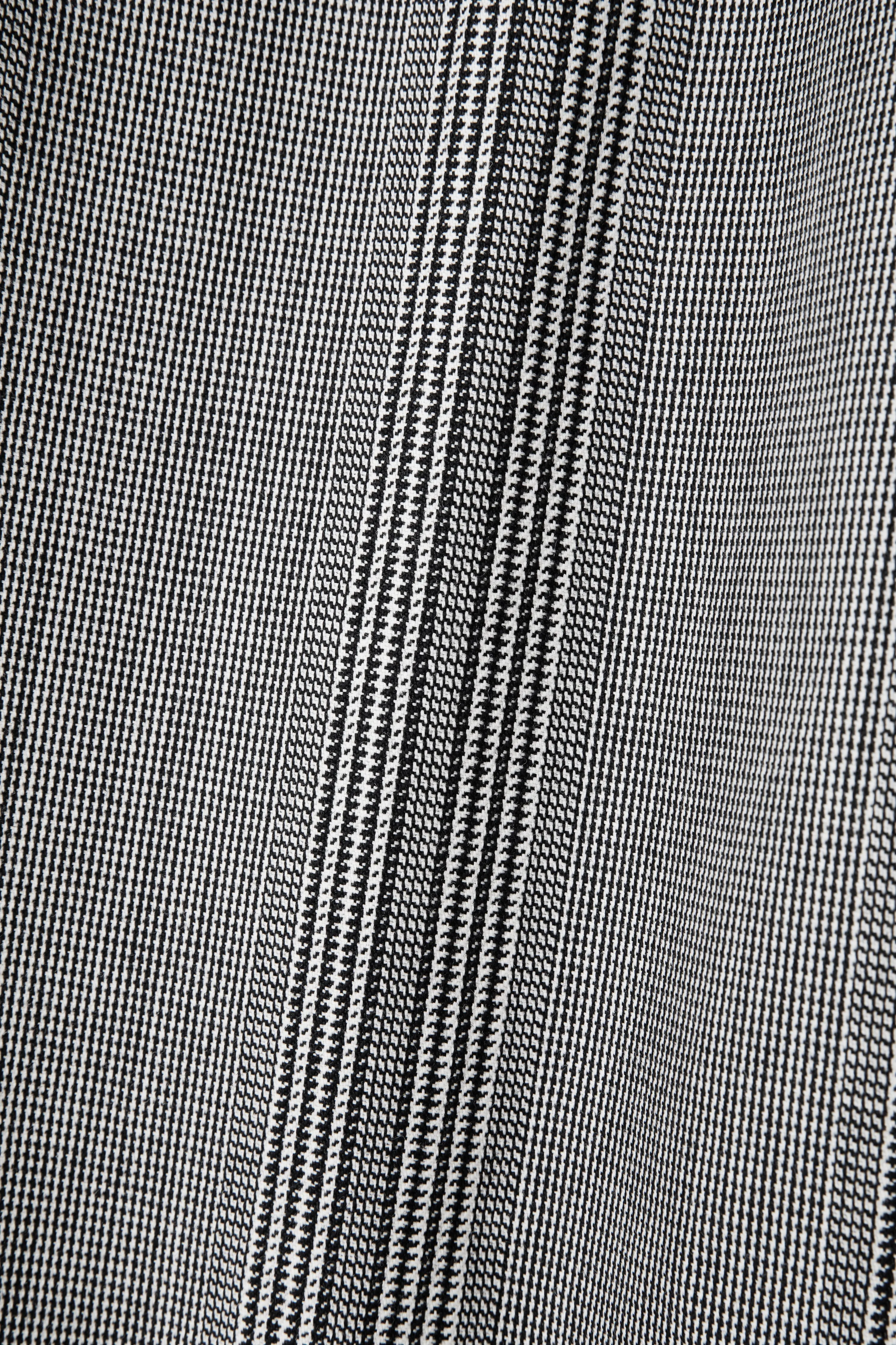 Striped Wool Double-breasted Jacket in Black x White Stripes