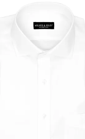 Tailored Fit White Solid English Spread Collar Supima® Cotton Non-Iron Pinpoint Oxford Dress Shirt (B/T)