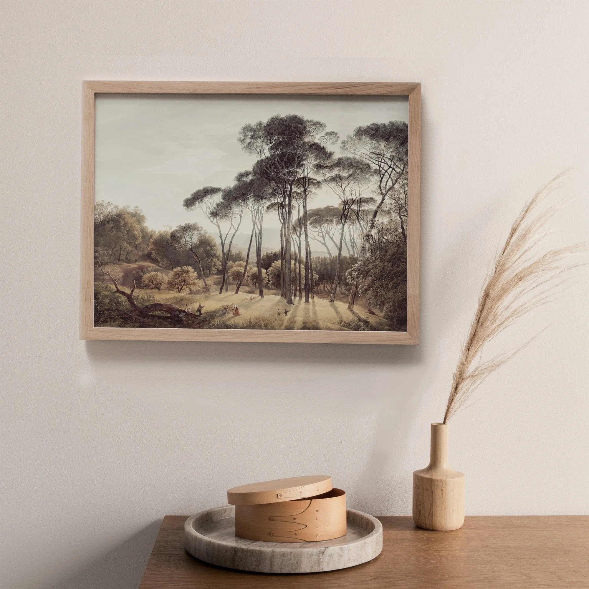 Tall Trees Vintage Italian Landscape Wall Art by Dutch Painter