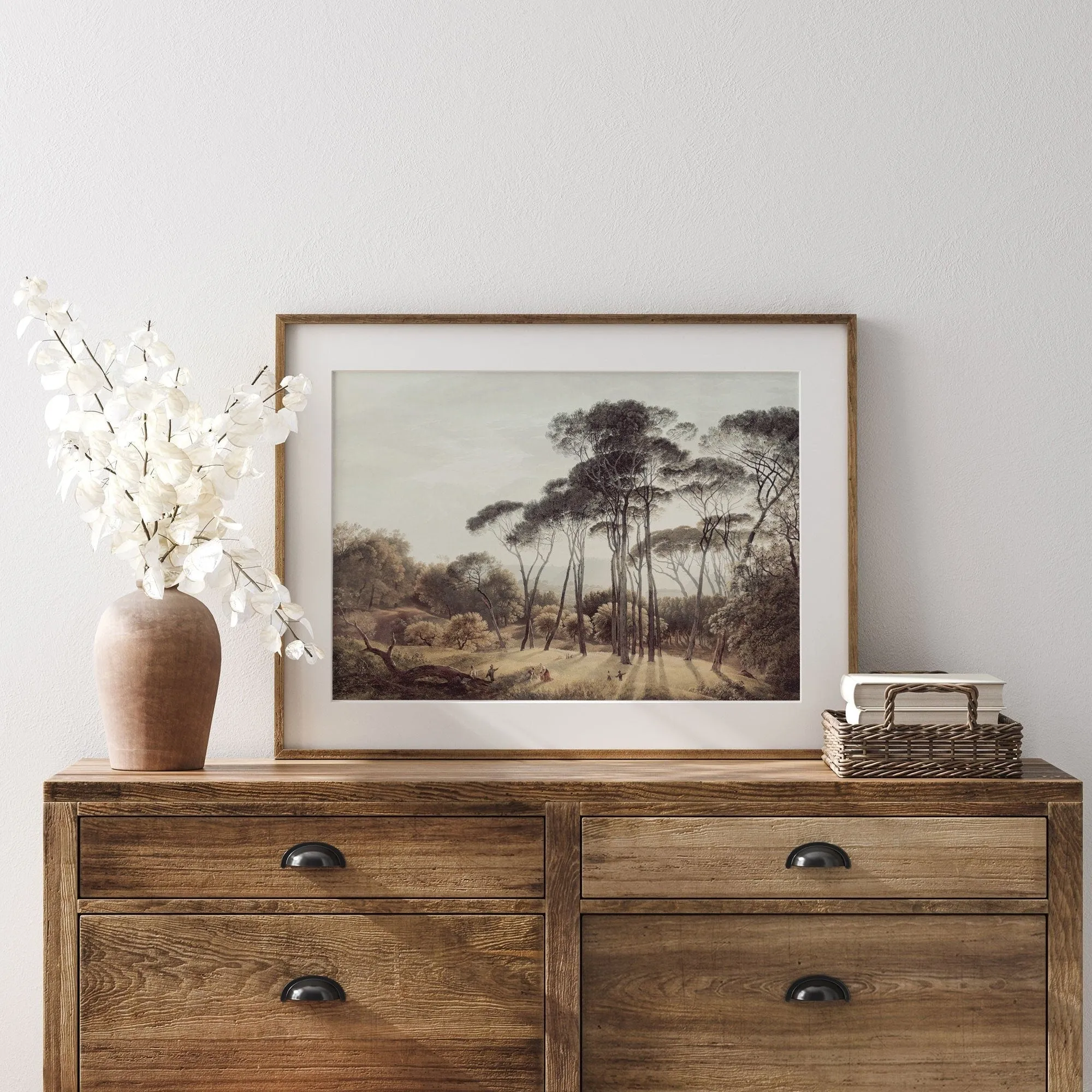 Tall Trees Vintage Italian Landscape Wall Art by Dutch Painter