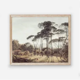 Tall Trees Vintage Italian Landscape Wall Art by Dutch Painter
