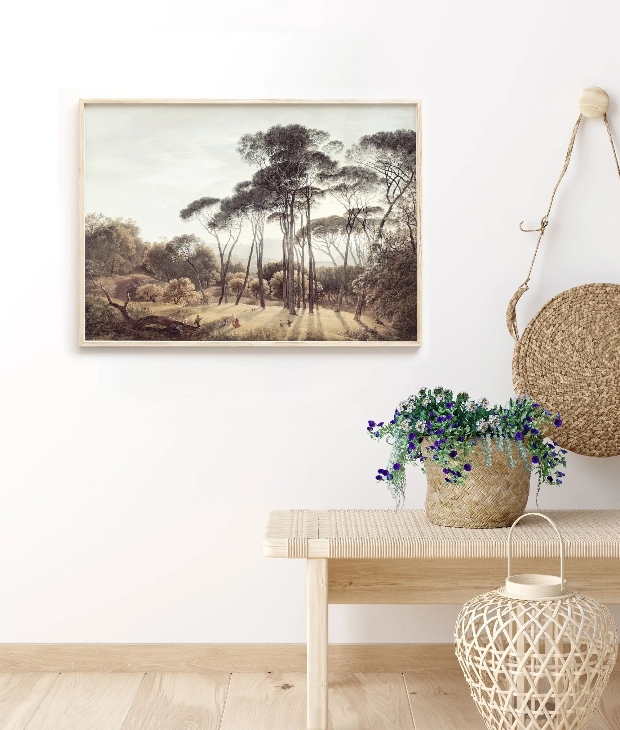 Tall Trees Vintage Italian Landscape Wall Art by Dutch Painter