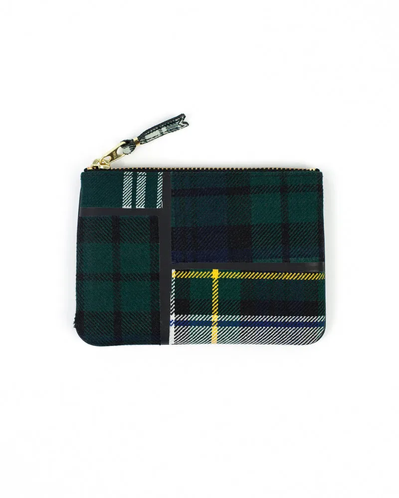 Tartan Patchwork Zip Pouch - Green
