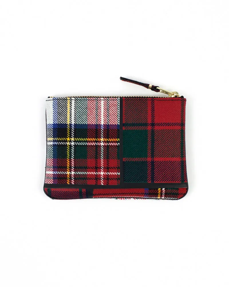 Tartan Patchwork Zip Pouch - Red