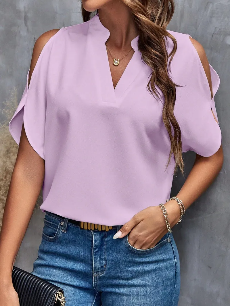 V-neck Graceful And Fashionable Off-the-shoulder Sleeve