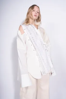 WHITE PATCHWORK DECONSTRUCTED SHIRT