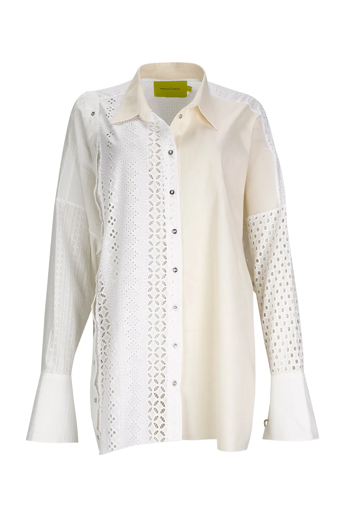 WHITE PATCHWORK DECONSTRUCTED SHIRT