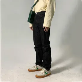 Wiaofellas  -   Men's Trendy Black Jeans All-match Korean Loose Casual Straight Pants Full Length Elegant Loose High Street Trousers