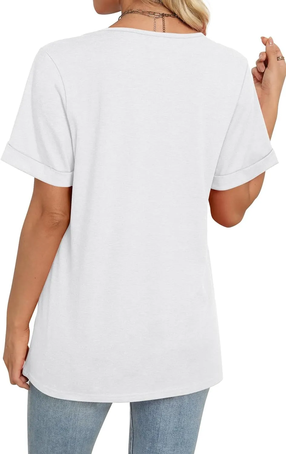WIHOLL Womens Summer Tops Short Sleeve Basic Casual V Neck T Shirts Trendy Fashion 2025