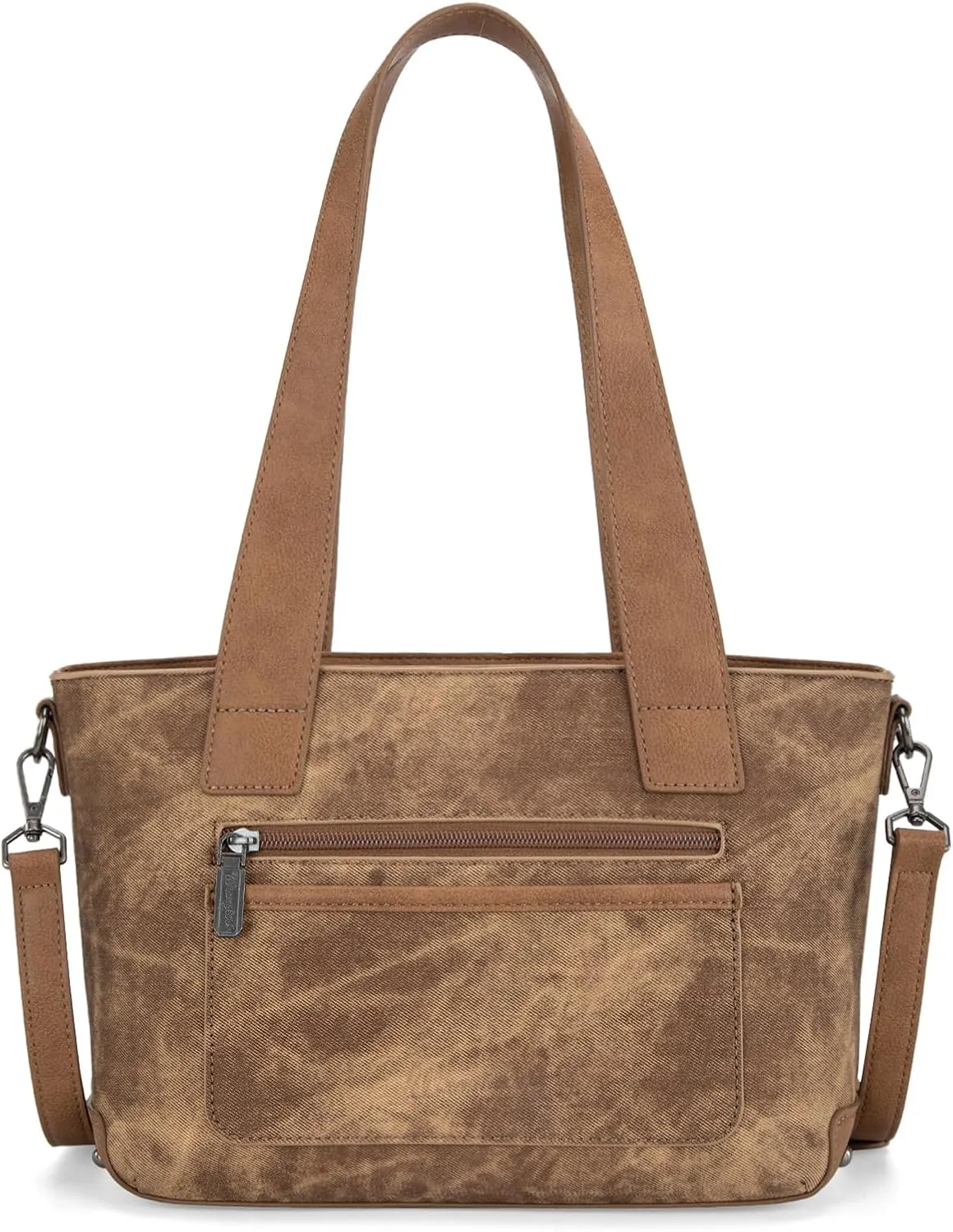 Wrangler Western Fringe Tote Bag for Women, Vintage Patchwork Shoulder Handbag, Denim-Look Crossbody Purse